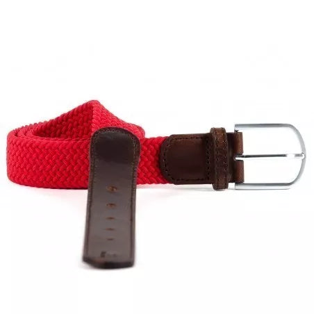 ceinture-elastique-cuir-tressee-rouge-homme