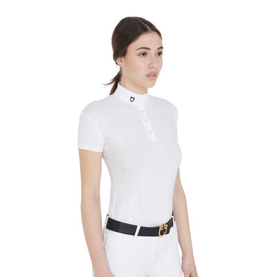 Polo de concours Blanc Manches Courtes | Equestro Donna
